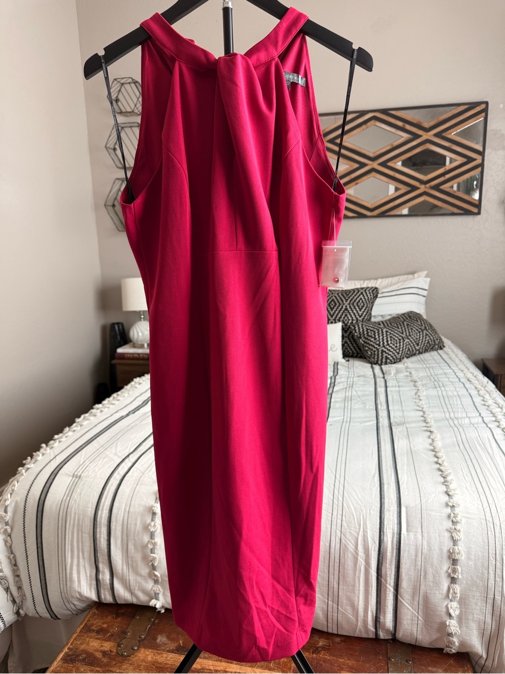 julia jordan Hot Pink Sleeveless Midi Sheath Dress